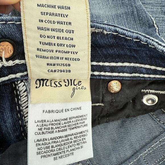 Miss Me Embellished Blue Capri Jeans Size Girls 8 Y2K Bling Rhinestone Retro - Picture 8 of 8